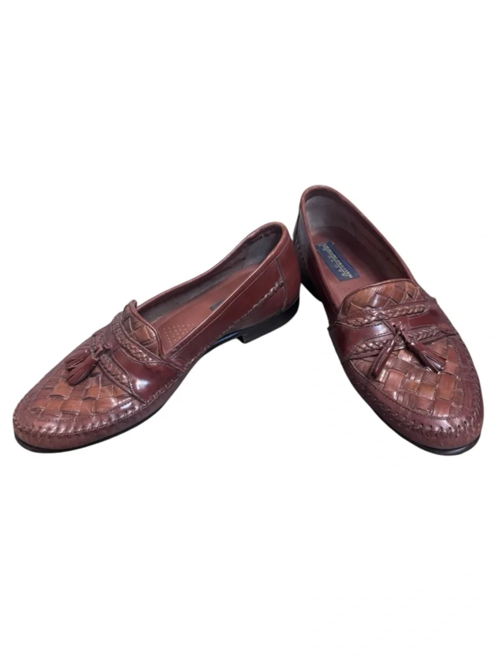 GIORGIO BRUTINI LE GLOVE Brown Woven Leather Tassel Shoes Brazil Loafers 8.5 D